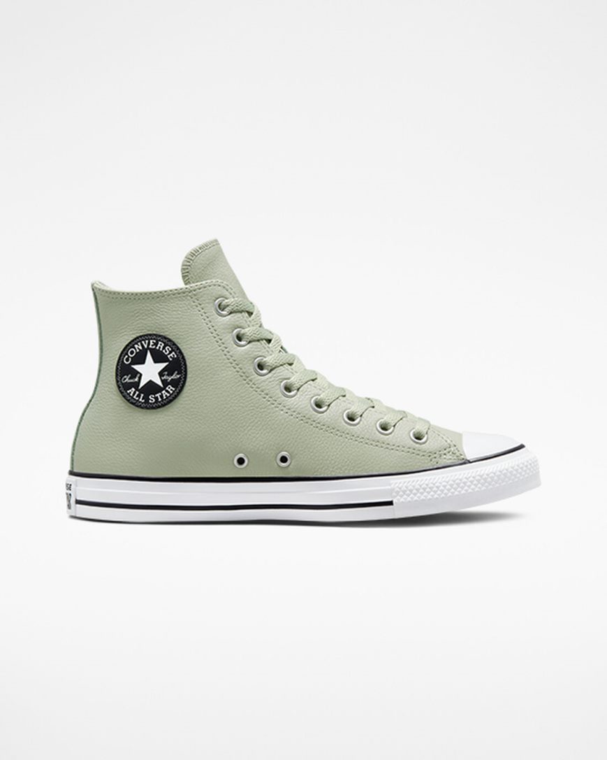 Men\'s Converse Chuck Taylor All Star Leather High Top Shoes Olive | AU C54E9Z